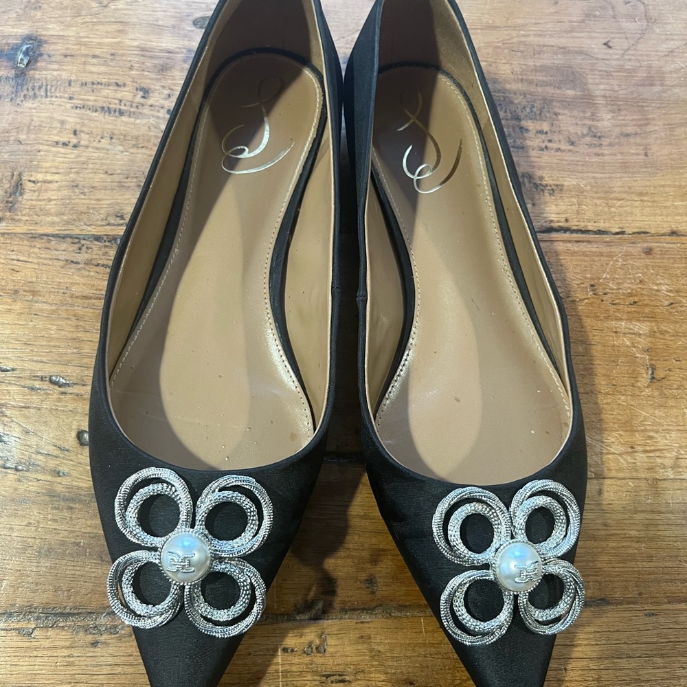 Sam Edelman Black Flats with Silver  Detailing